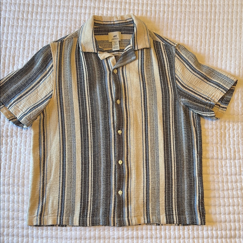 Men’s H&M Beige and Blue Striped Shirt